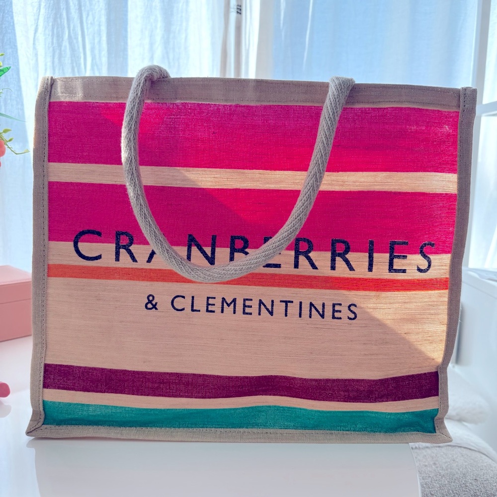 Colorful Striped Tote Jute Bag perfect for beach and groceries
